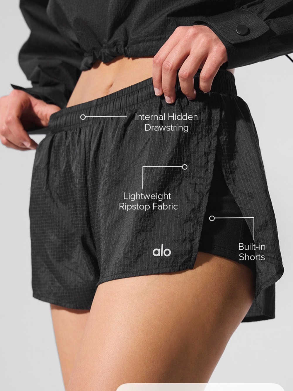 ALO Yoga Black Game Time Short with Built-In Liner